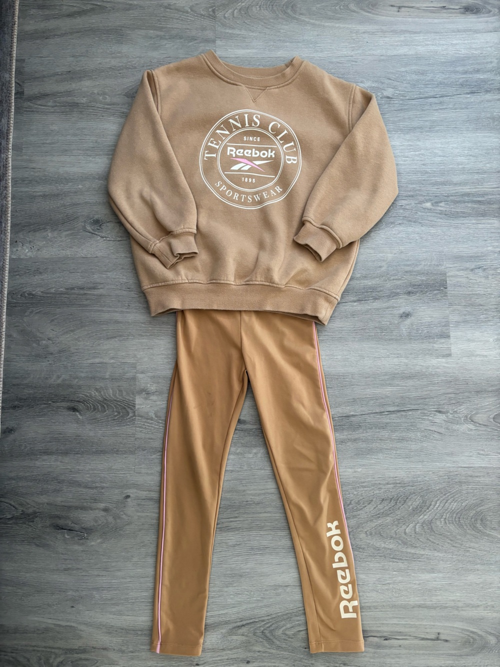 Reebok H&M Kids Tan Tracksuit Sweatshirt Sweatpants Set